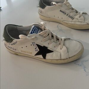 Golden Goose Kids White and Black Star Sneakers